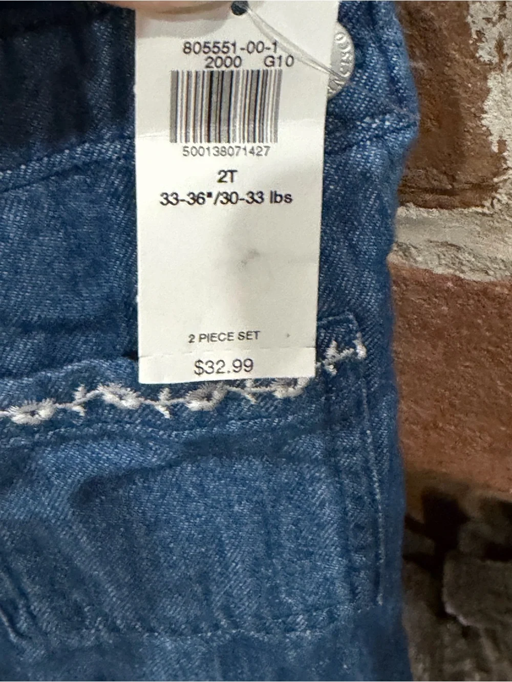Old Navy Cream Top with Blue Denim Ruffle Overalls Set